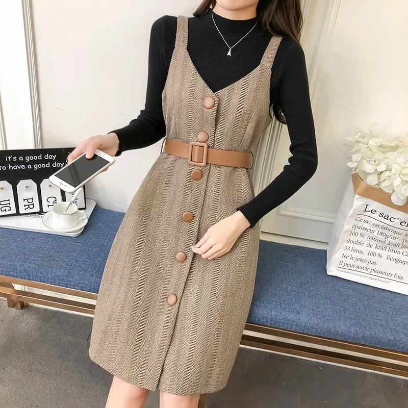Khaki Suit Весеннее зимнее элегантное женское платье, костюм из вязаной шерсти с длинным рукавом, облегающее платье для формальной вечеринки, офисное женское платье для работы - Цвет: Khaki Suit