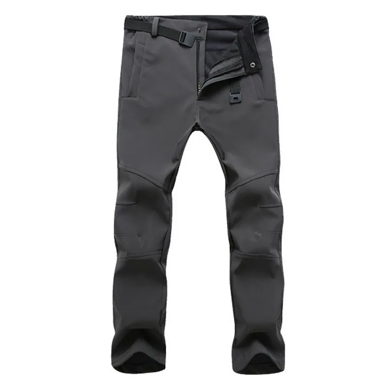 Men Gray NUONEKO, женские и мужские флисовые теплые штаны, ветрозащитные Походные штаны для походов, кемпинга, рыбалки, катания на лыжах, треккинга, водонепроницаемые брюки, PM24 - Цвет: Men Gray