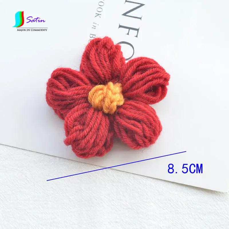 Large Wool Crochet Ribbon Core Five-petal Flower Handmade Tiara Hair Accessories DIY Jewelry Crocheted Semi-finished S576P | Дом и сад