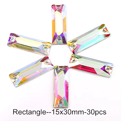 15x30mm--30pcs 9 размеров, 100 шт, лучшее качество, стразы из смолы, стразы с плоской задней стороной, стразы с отверстиями для одежды B0945 - Цвет: 15x30mm--30pcs