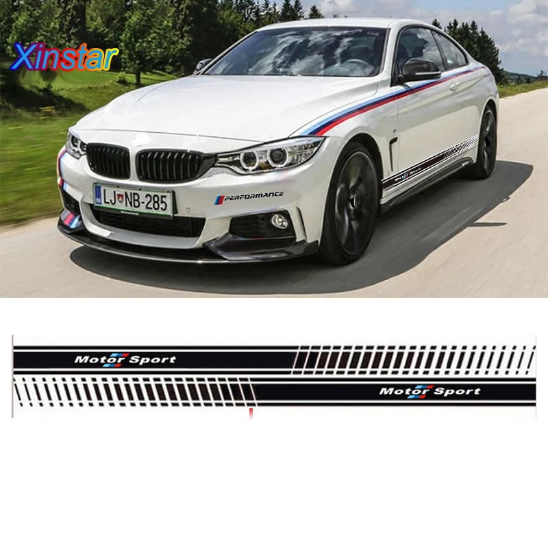 

4pcs M Power M performance car side body sticker For BMW E30 E36 E39 E46 E60 E34 E70 E83 E87 E90 F10 F20 F30 X Series