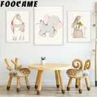 Олень, слон, кролик, мультфильм, аниме, постер, холст, картина, Детские принты, фотографии, Детская настенная живопись, украшение для детской комнаты