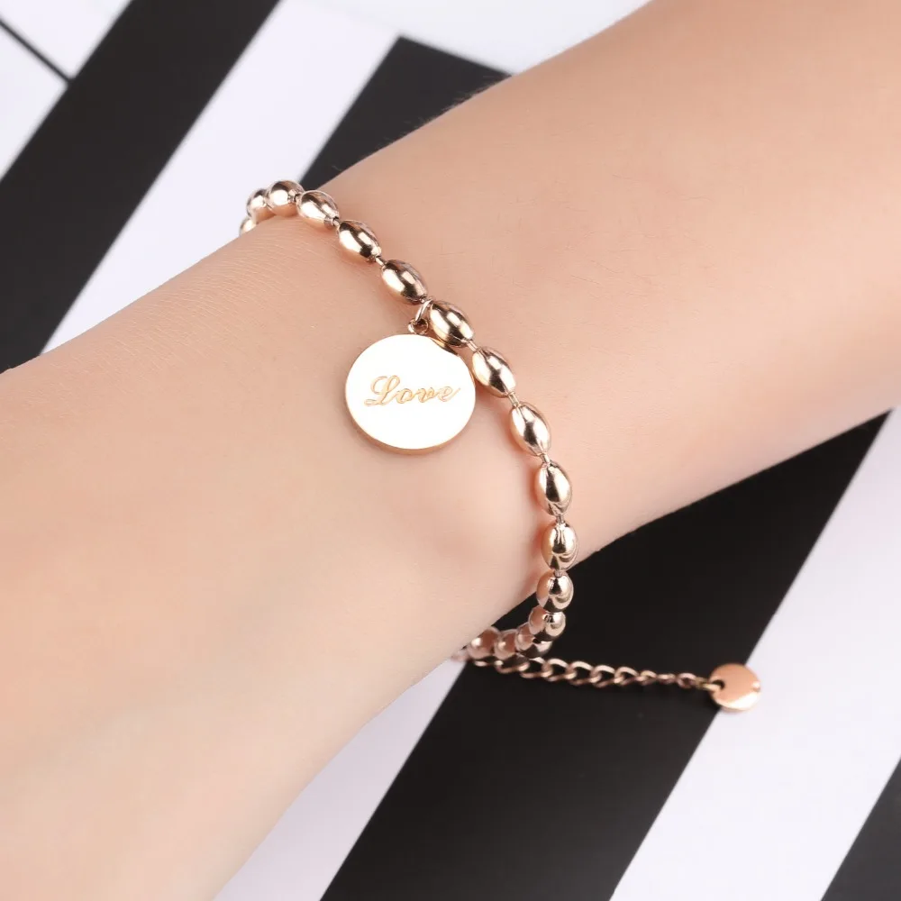 Fate Love Fashion Круглые Женские браслеты Цепочка Подарочный розово золотой цвет