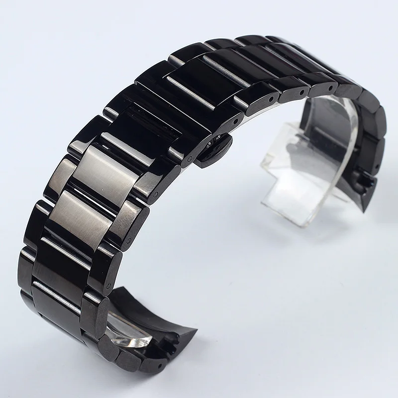 Bright black Прочные ремешки для часов из нержавеющей стали для Frontier/Classic gear S3 ремешок для часов 22 мм Мужские модные деловые Ремешки для наручных часов - Цвет ремешка: Bright black