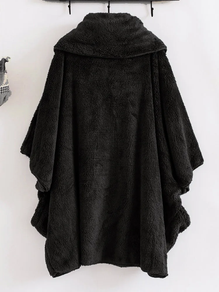 XUANSHOW новые модные куртки с высоким воротом одноцветные теплые плюшевые женские топы с рукавами летучая мышь на одной пуговице размера плюс S-XXXL