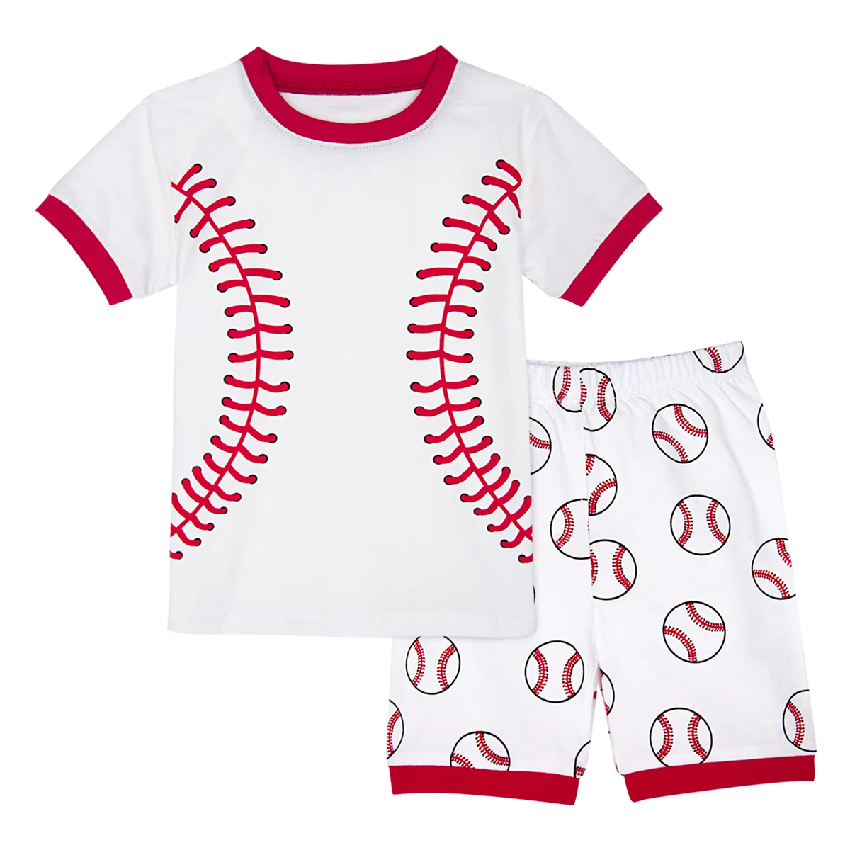 Baseball Детский пижамный комплект для мальчиков с изображением робота, динозавра, футбола, бейсбола, баскетбола, футбольные пижамы для малышей, Детская ночная рубашка с принтом, 2 шт - Цвет: Baseball