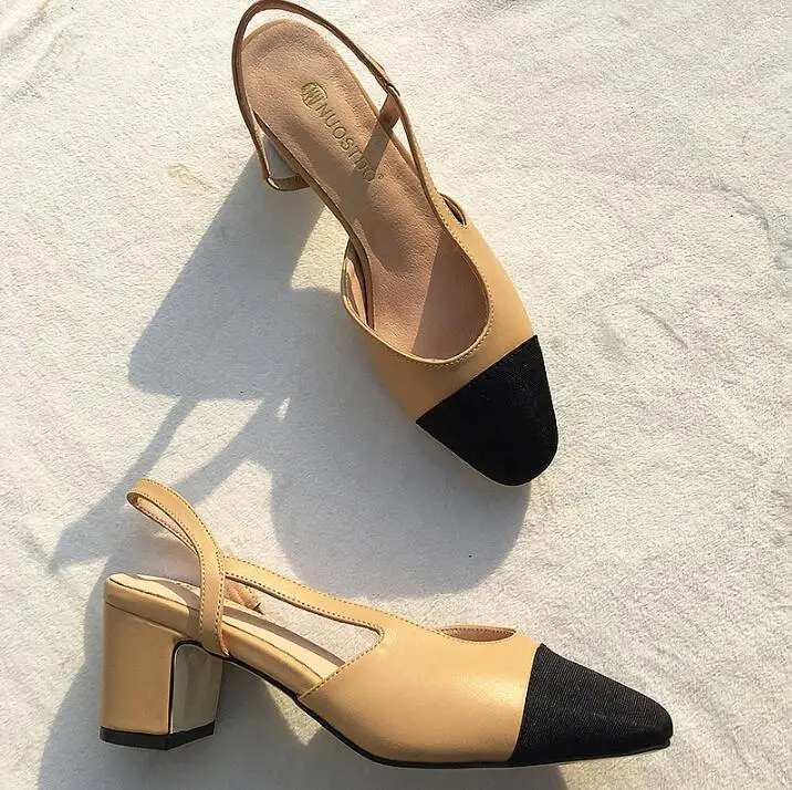 Женские модельные туфли на среднем квадратном каблуке босоножки для свадьбы