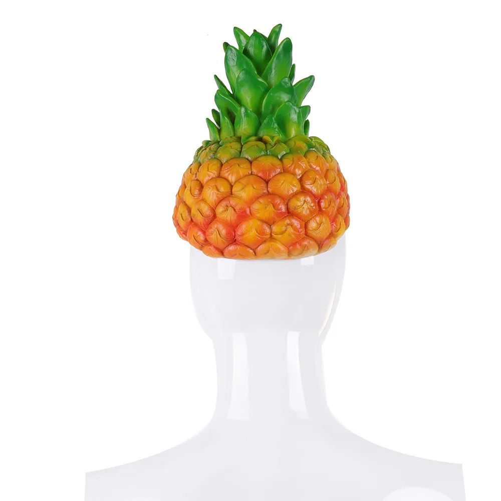 Adult Halloween Carnival Party Fancy Pineapple Silicone Simulation Mask Headgear Cosplay Cartoon Funny Fruit Costume Hats Prop |