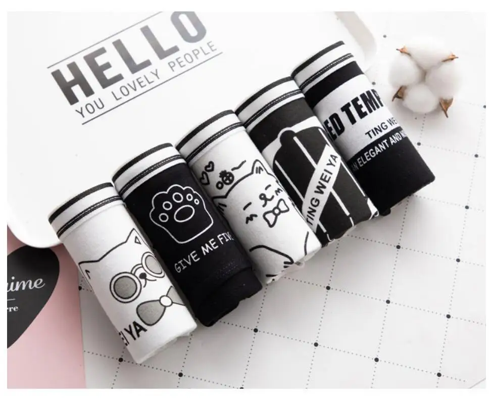 5 шт. модные женские трусы нижнее белье хлопковое с принтом средняя талия