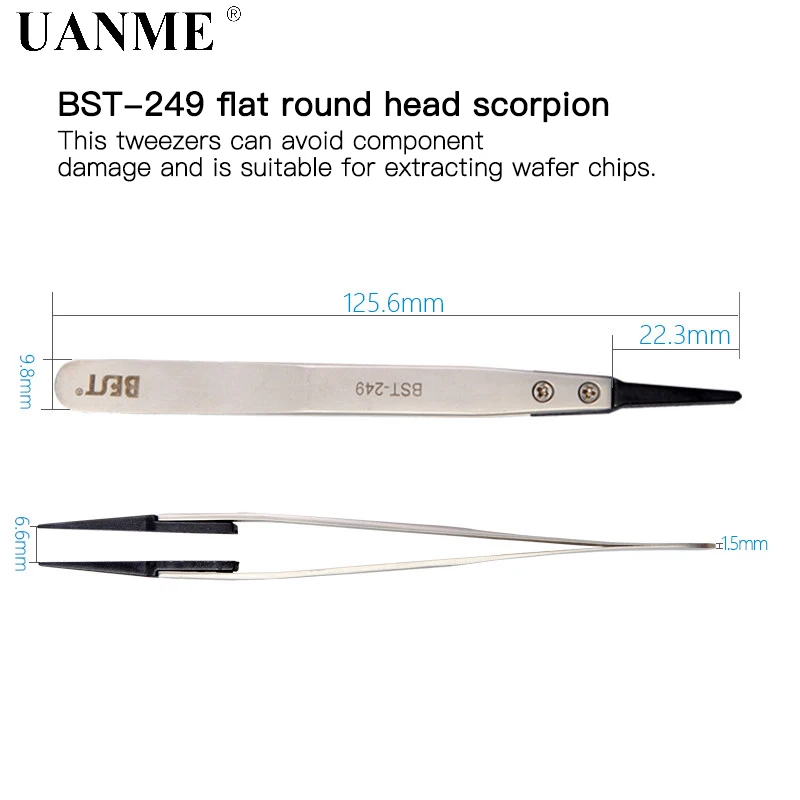 UANME BEST Head-changed пинцет антистатические пластиковые наконечники для антистатических пинцетов из нержавеющей стали - Тип головки пинцета: BST-249