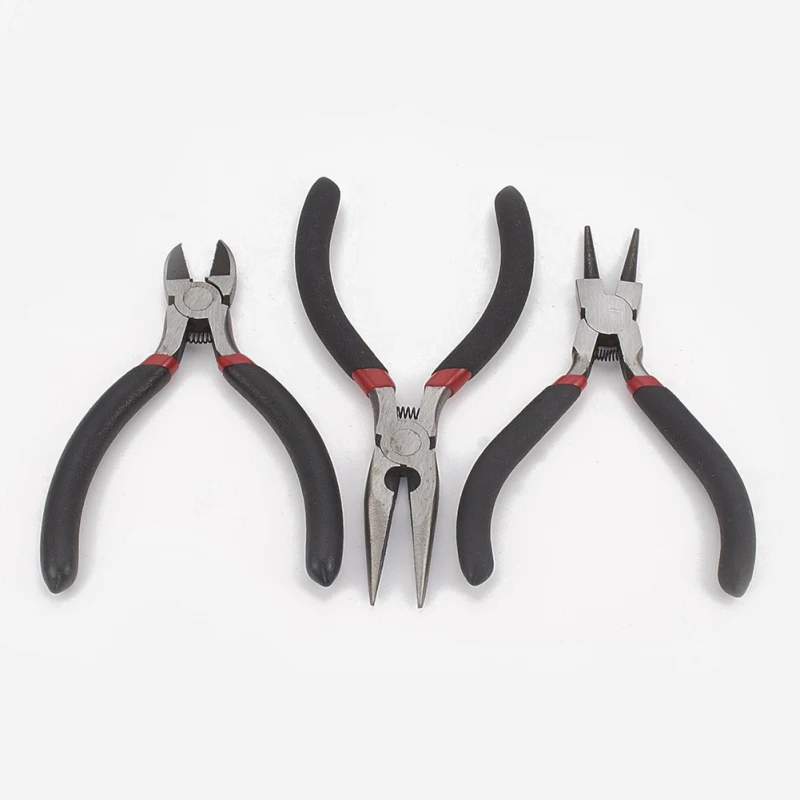 

3pcs/set 45# Steel Wire-Cutter/Round Nose Plier/Side Cutting Pliers Jewelry Making Tools & Equipment Kit 18.5x16.5x1.5cm