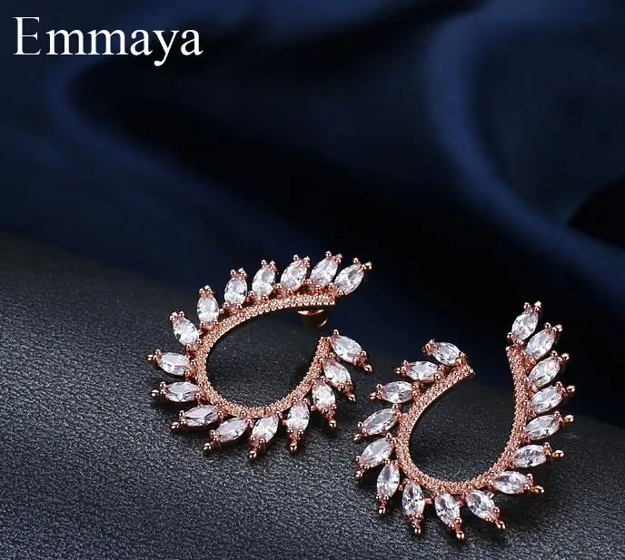 rose gold Emmaya бренд трендовый Шарм Три цвета AAA кубический циркон геометрические ювелирные изделия хрустальные серьги для женщин Элегантность свадебный подарок - Окраска металла: rose gold