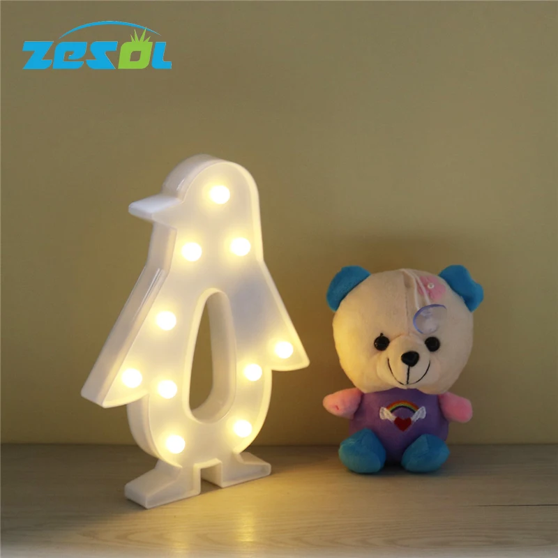 Ночной светодиодный светильник ZESOL в виде пингвина работающий от батарейки