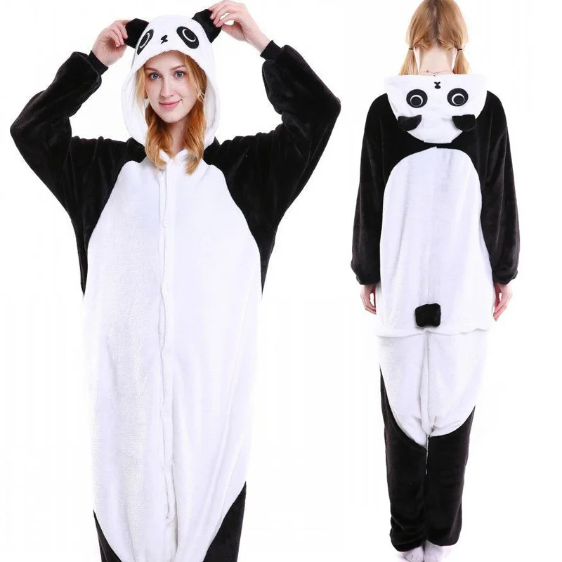kongfu panda Зимние пижамы унисекс для взрослых с милыми животными; комплекты одежды для сна с героями мультфильмов; женские пижамы; теплая Фланелевая пижама с единорогом и единорогом - Цвет: kongfu panda