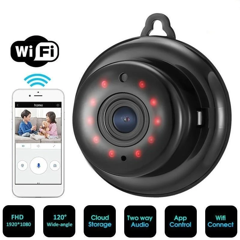 Беспроводная мини Wi Fi IP камера HD 1080P умная домашняя видеонаблюдения с ночным