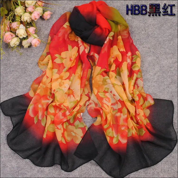 Шифоновый шелковый шарф 2019 женский летний и осенний Универсальный длинный