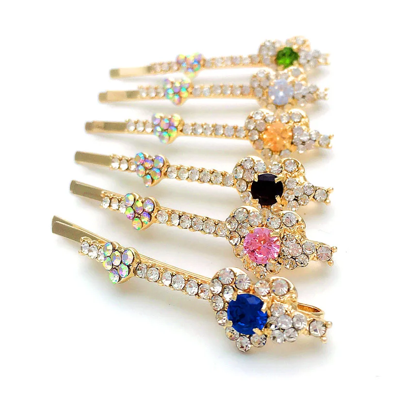 Головные уборы 6 шт. смешивания Цвет Винтаж заколки Девушка Круглый Циркон