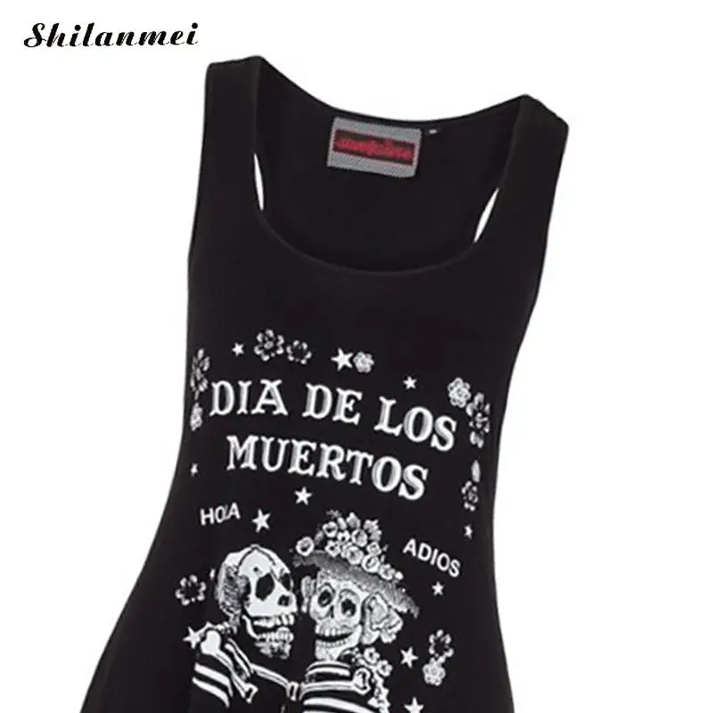 Plus Size Skull Graffiti Print Long Women Tshirt Punk 3D T Shirt Girl Summer Loose Irregular Hem Vest Tee Tops Streetwear | Женская