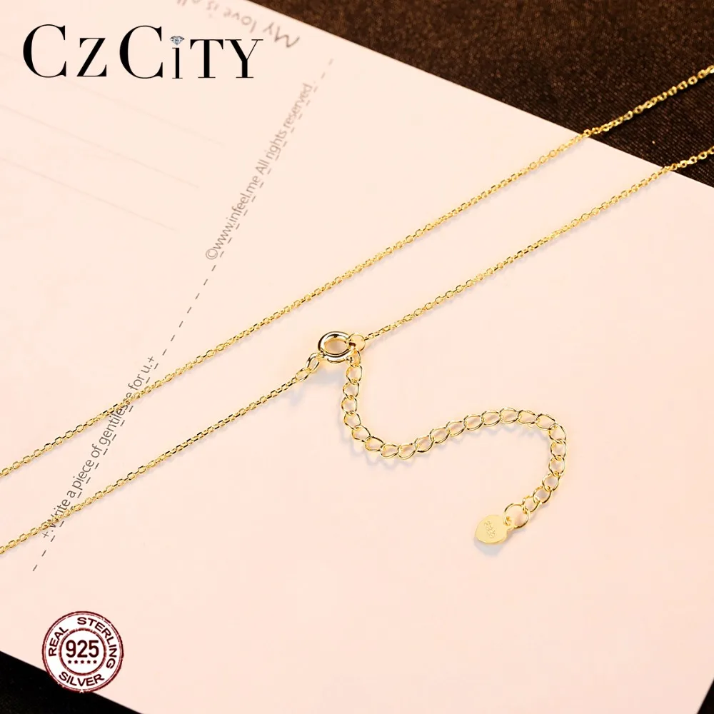 CZCITY подлинное серебро 925 пробы женское ожерелье цепочка две цветная Веревка Цепи 40+ 5 см ожерелье s ювелирные изделия женщина дропшиппинг