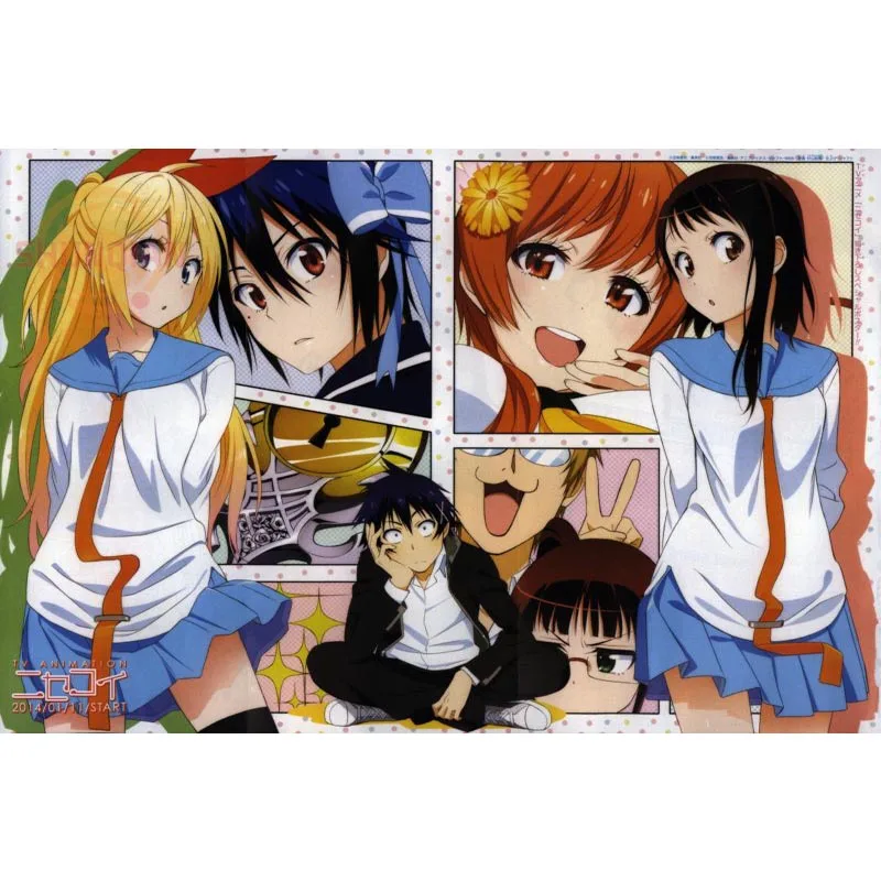 Новый постер Nisekoi для аниме девушек атласный на заказ тканевый настенный с