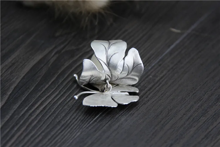 high quality Bohemian retro Genuine 925 Sterling silver Wedding Leaves Butterfly shape Design Thai Rings For Women lovers gift | Украшения