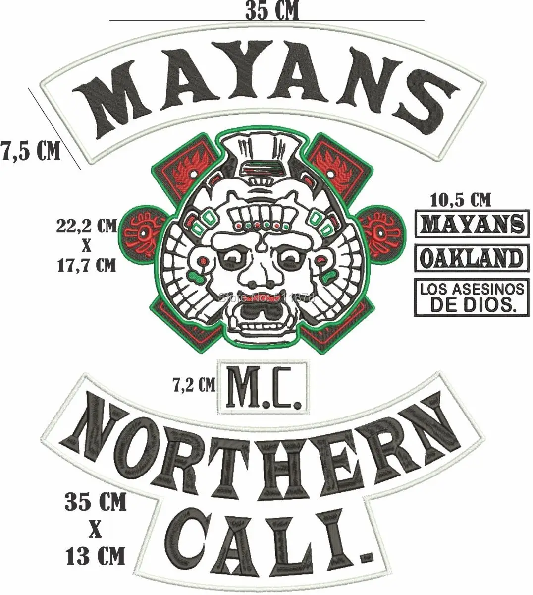 13," Mayans Northern Cali patch Giant Outlaw мотоциклетные нашивки для мотоциклистов Байкерская кожаная куртка сзади ТВ костюм косплей