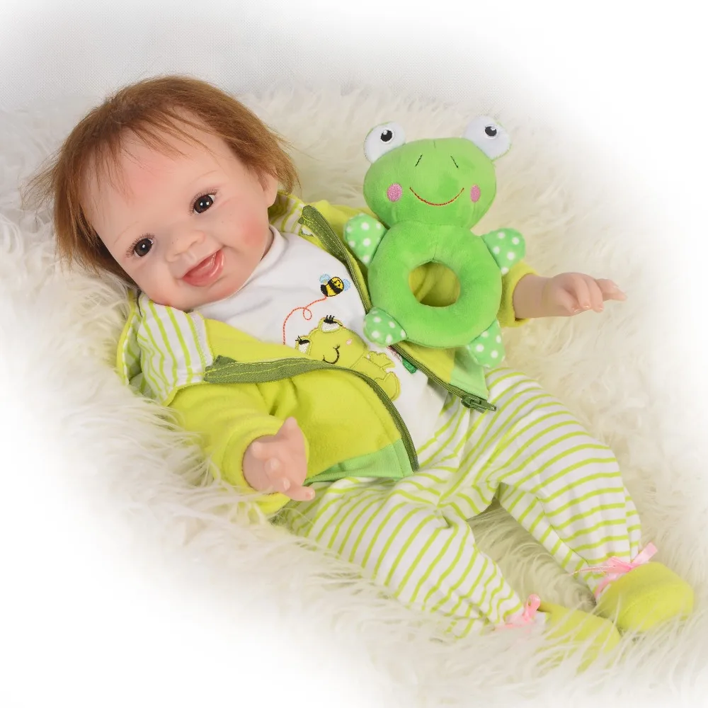 22 дюйма Reborn Baby Doll мягкий силиконовый виниловый корпус имитирующая ткань