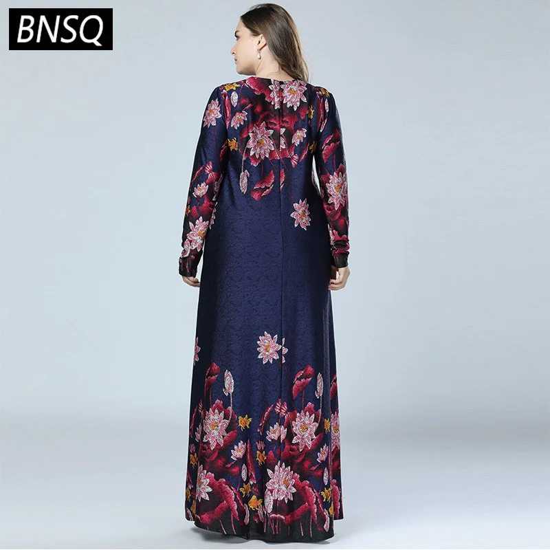 BNSQ Весна 2019 винтажные жаккардовые качели Макси платья с длинным рукавом o