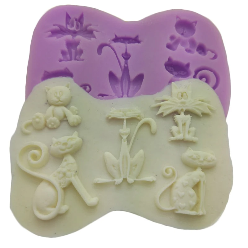 Творческий Милый Кот Форма Силиконовая Торт Плесень Натуральное Мыло Ручной