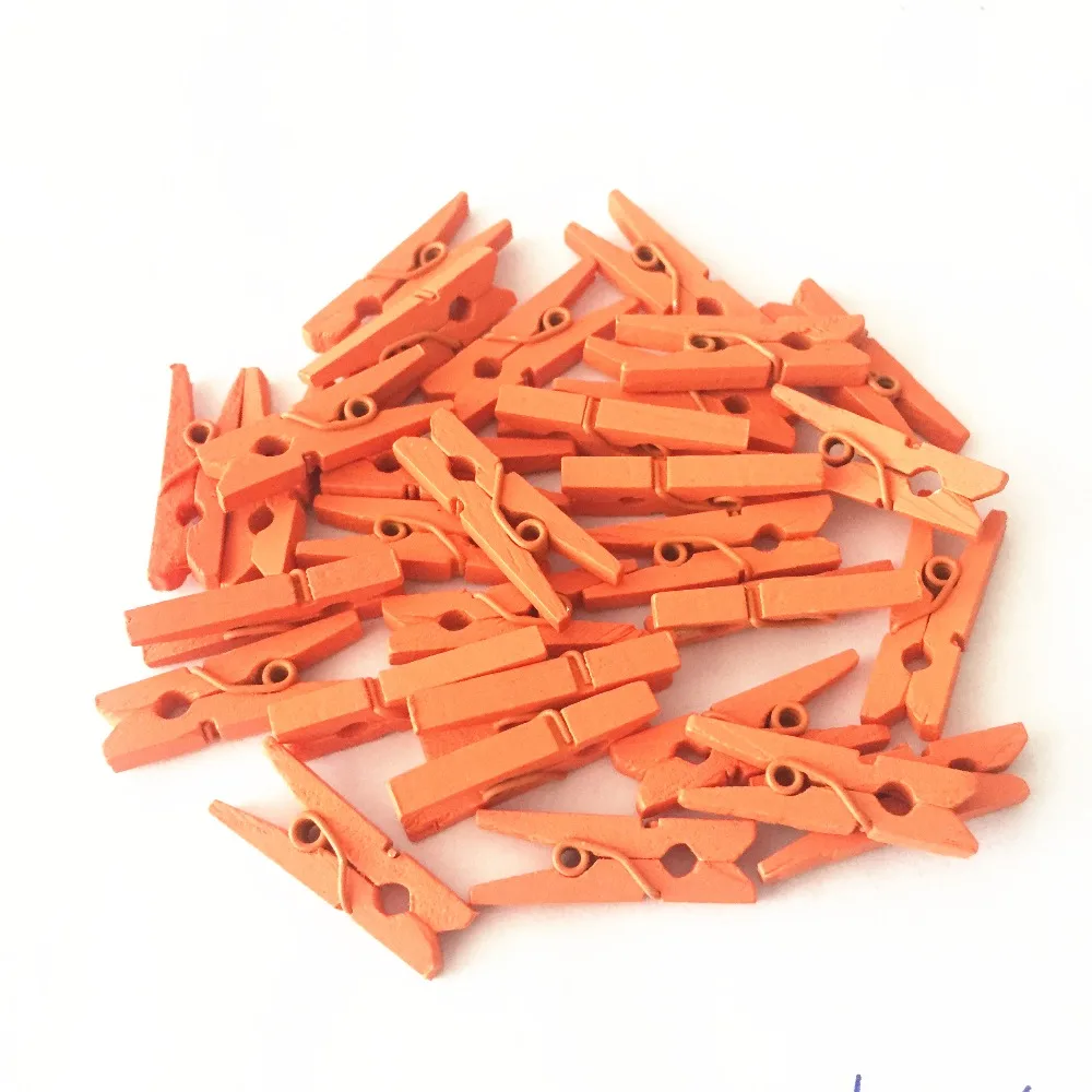 100pcs/lot 1 Wooden Clothespins Orange Mini Clothes Pins Pegs Paperclips For Scrapbooiking Wedding Decorations Embellishments