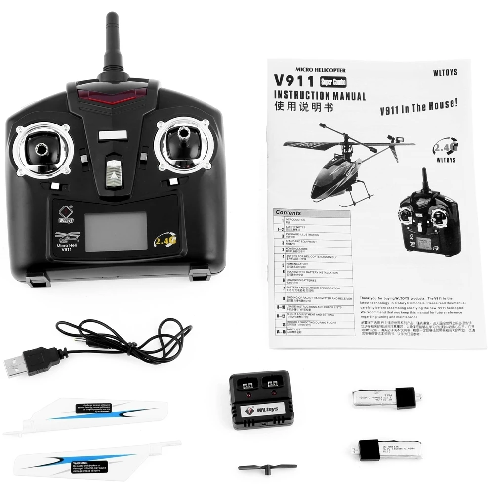 Оригинальный вертолет WLtoys V911 на радиоуправлении 2 4 ГГц канала Дрон с