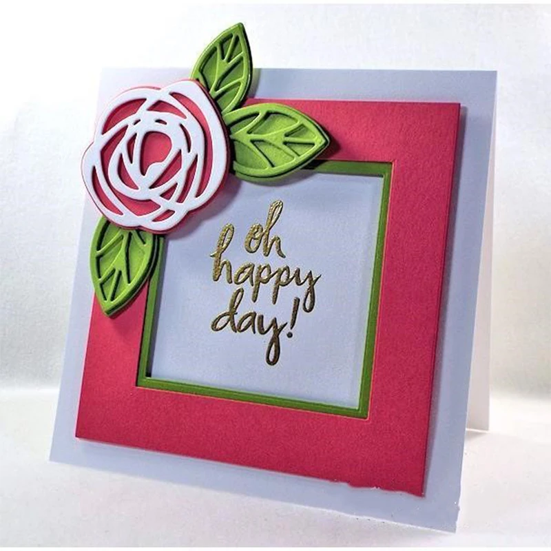 Металлический трафарет для высечки цветов и листьев розы сделай сам Скрапбукинг