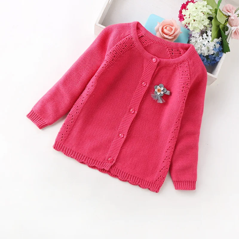 hot pink Новые модные свитера для девочек 2-5 лет, детские свитера, хлопковые кардиганы,#8045 - Цвет: hot pink
