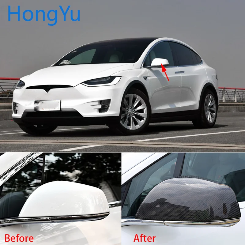 Carbon Fiber Rear View Mirror Cover Add on With double sided tape For Tesla Model x 100D 75D 90D p90D 2016 2017 2018 | Автомобили и