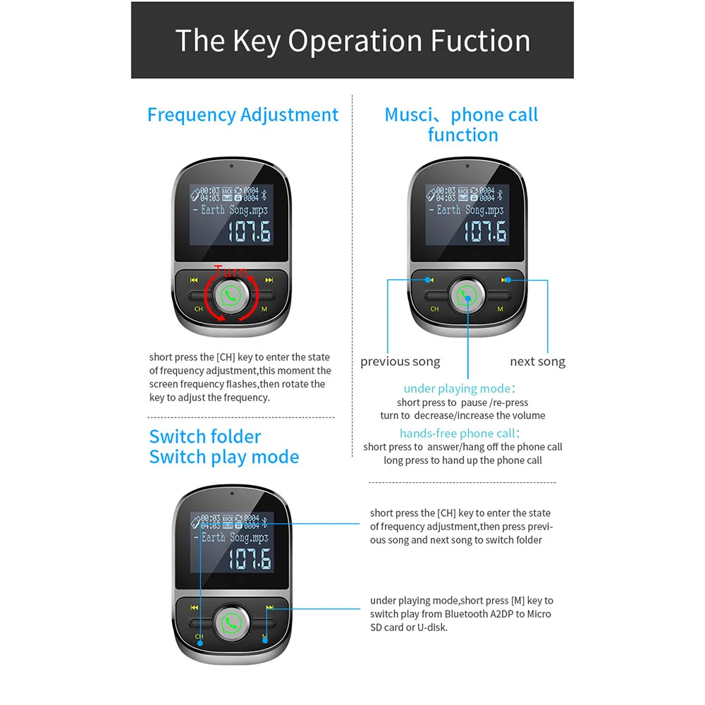 Автомобильное зарядное устройство Bluetooth Автомобильный fm-передатчик
