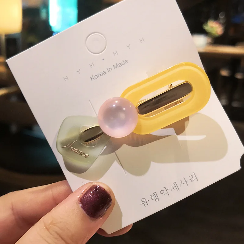 Милые красочные эмалированные зажимы для волос в виде конфетных цветов со вставками из акрила в стиле Кореи. Глиттерные заколки для волос и аксессуары для головы.