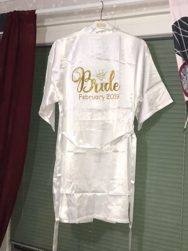 Personalised Satin silk Bride Robe women custom wedding date Peignoir bridesmaid best gift bridal pink shower robes | Дом и сад