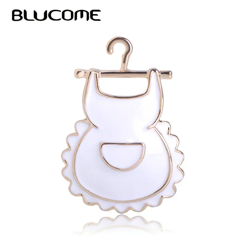Blucome модная яркая брошь в форме фартука, белый золотой цвет эмали, корсажи для женщин и детей, заколки для костюма и шарфа, булавки официанта, подарки для матери