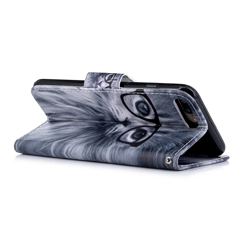 Роскошь для Coque iPhone 8 флип кожаный Capinha Para O 7 Plus сова кошка Лев цветок плюс |
