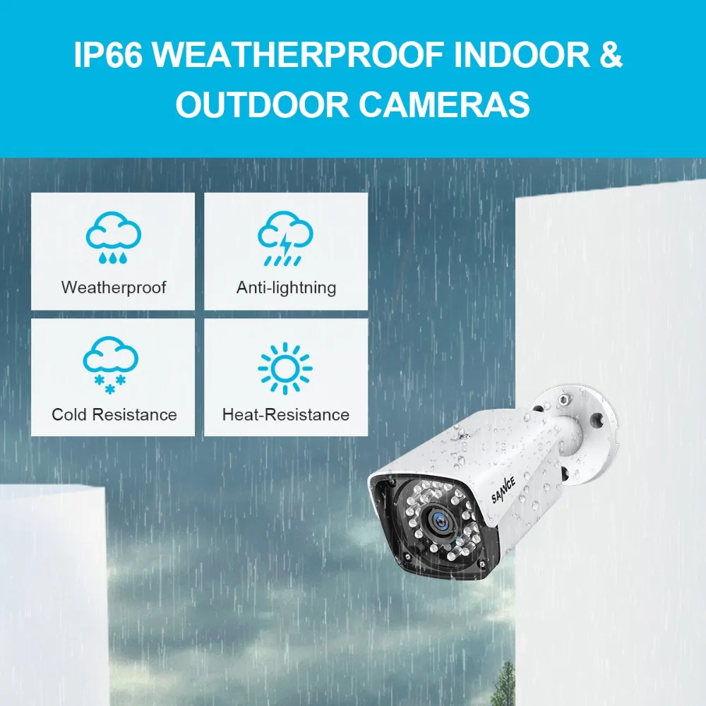 SANNCE 4CH 1080P XPOE H.264 видео система безопасности 4 шт. 2MP Открытый Всепогодный