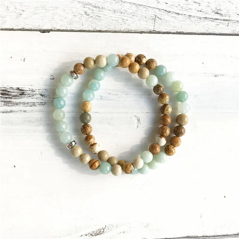 Модный Набор браслетов Amazonite JasperS & лучший подарок для мужчин и женщин подвеска на