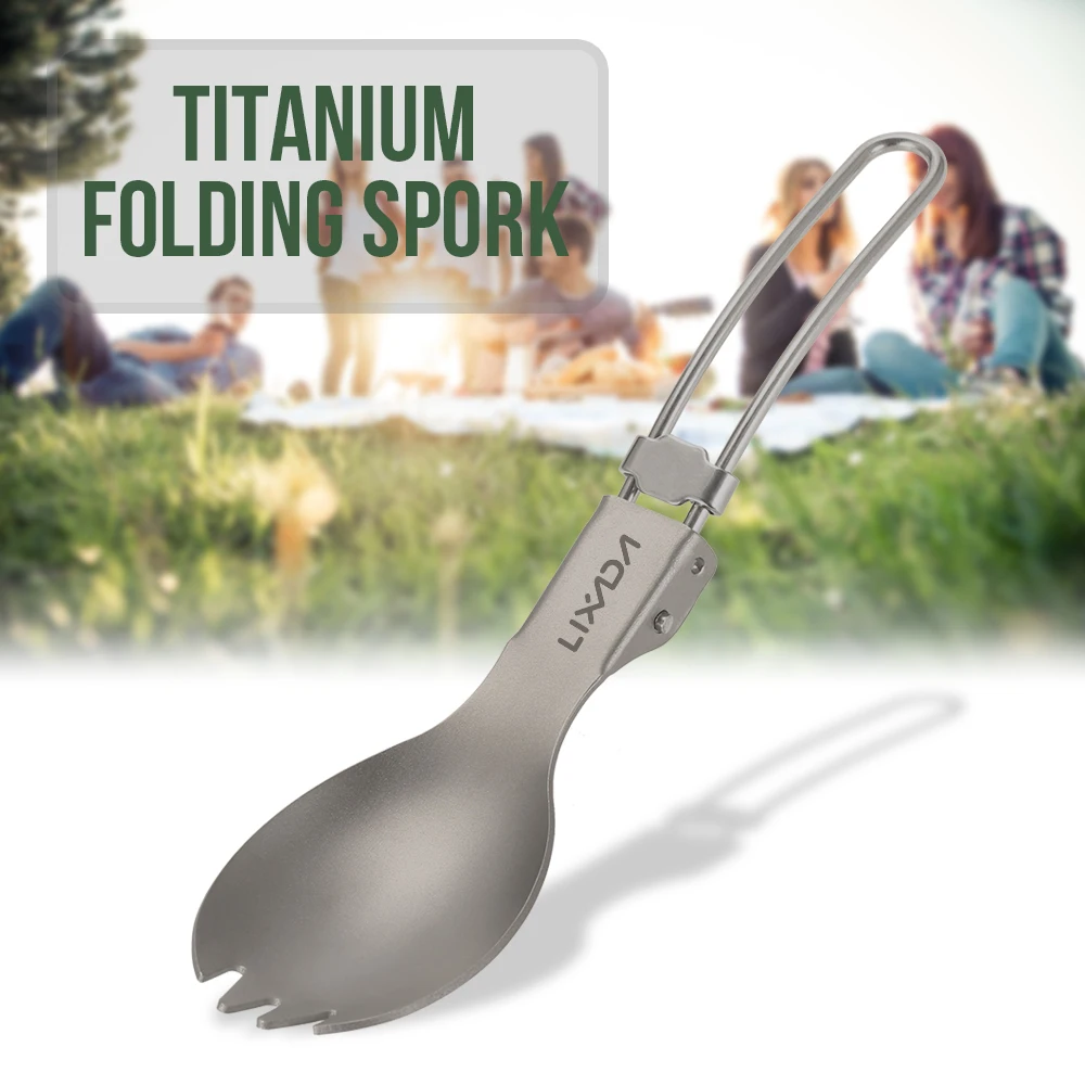 

Lixada Titanium Folding Spork Lightweight Outdoor Dinner Spork Flatware for Travel Camping Backpacking Dinnerware