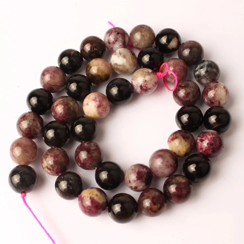 

Natural Stone Bead Genuine AB Colorful Tourmaline Round Loose Beads For Jewelry Making DIY Necklace Bracelet 4 6 8 10 12mm 15''