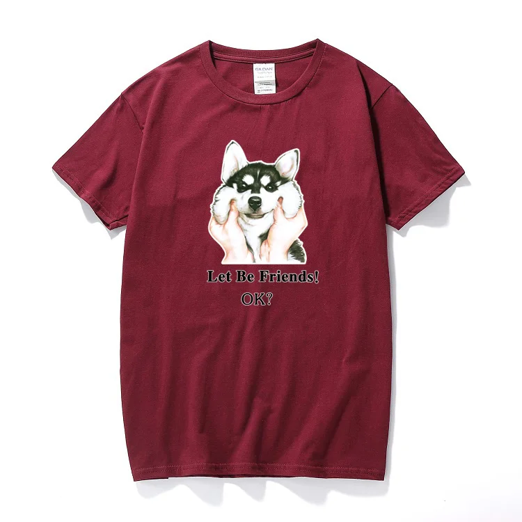 Men's Funny Siberian Husky T shirt Summer Doge Cotton Tee Shirt Homme Men and Women Harajuku Dog Brand Clothing | Мужская одежда