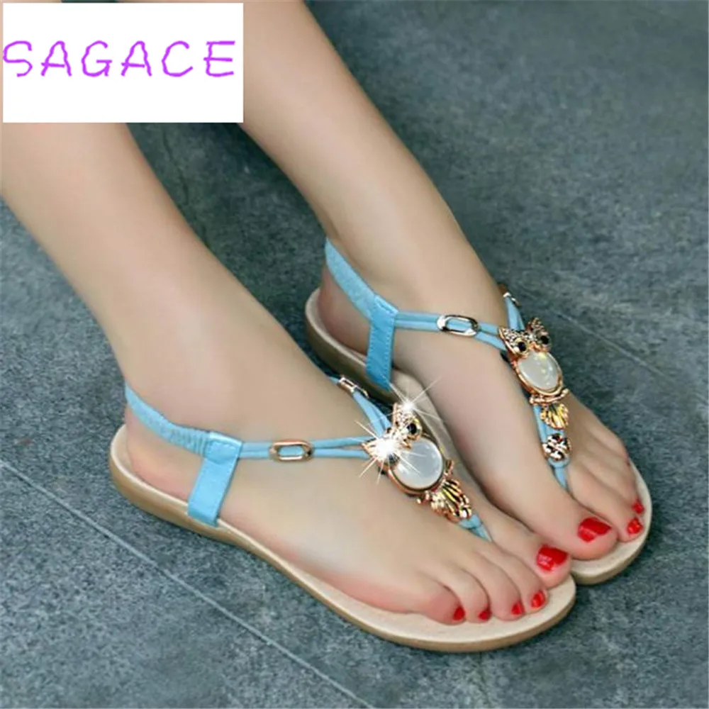 Женские сандалии со стразами SAGACE розовые с совами на ремешке пляжная обувь для