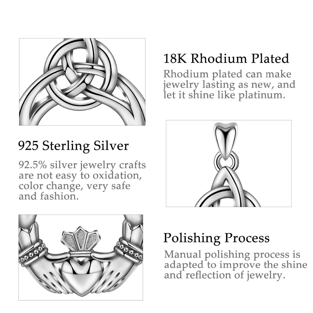 EUDORA, Стерлинговое Серебро, Celtics Claddagh, дизайнерская подвеска, ожерелья, рука и сердце, любовь, подвеска, воротник, хорошее ювелирное изделие для женщин, подарок