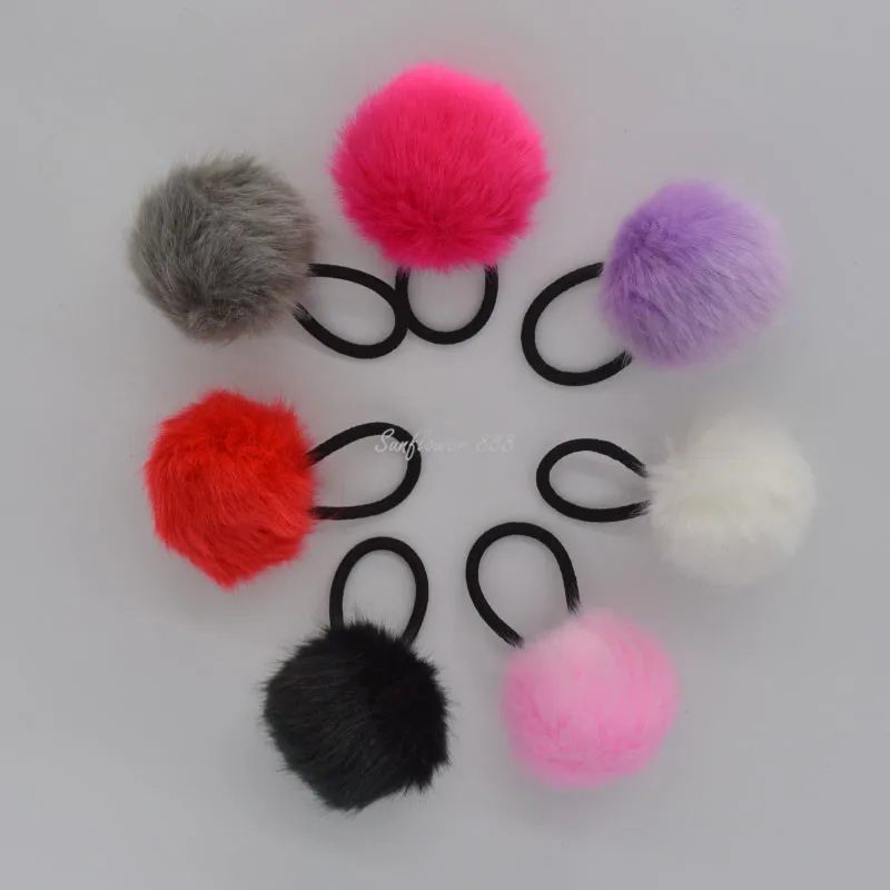 Girls Woman 6cm Pompom Ball Hairband Hair Rope Kids Adults Rubber Band Ponytail Holder Wedding Party Halloween Christmas|hair accessories|party hair
