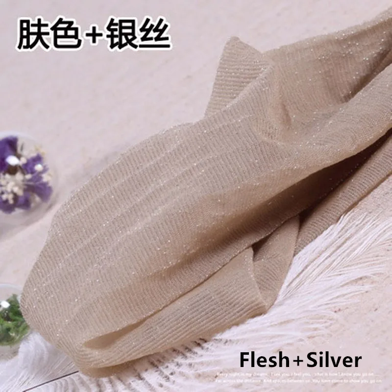 Flesh Silver Jeseca, новинка, сексуальные блестящие колготки, серебряные шелковые высокие Чулочно-носочные изделия, летние дышащие колготки 20D, цветные женские тонкие обтягивающие колготки - Цвет: Flesh Silver