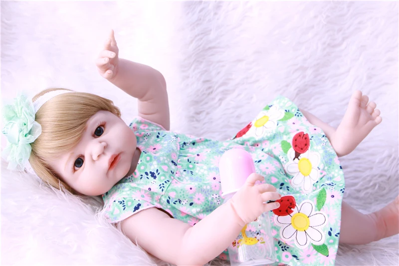 Bebe 22&quot reborn full silicone dolls girl toys gift blonde hair wig can enter water bonecas bjd born | Игрушки и хобби