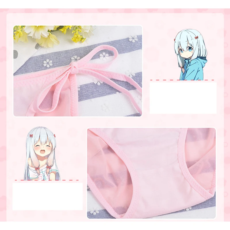 ZOCBBT,, косплей, Izumi Sagiri, трусики, нейлон, розовый, однотонный, полупрозрачный, бандаж, галстук, трусики, аниме, сексуальные трусы для девочек и женщин